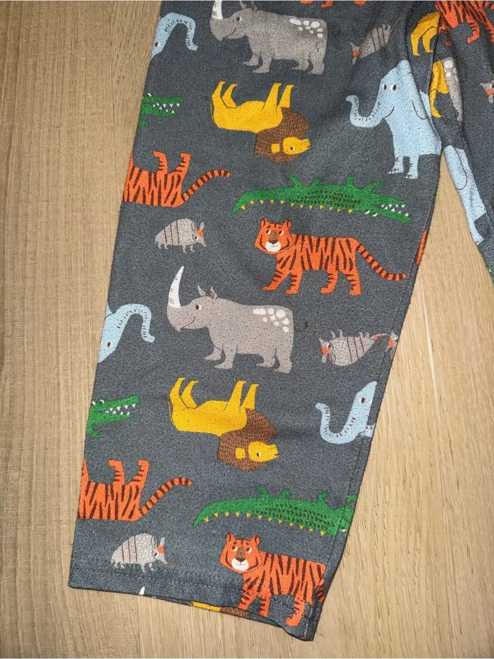 Kids Grey Animal Print Pajama Pants - Blue, Orange, Yellow, Green